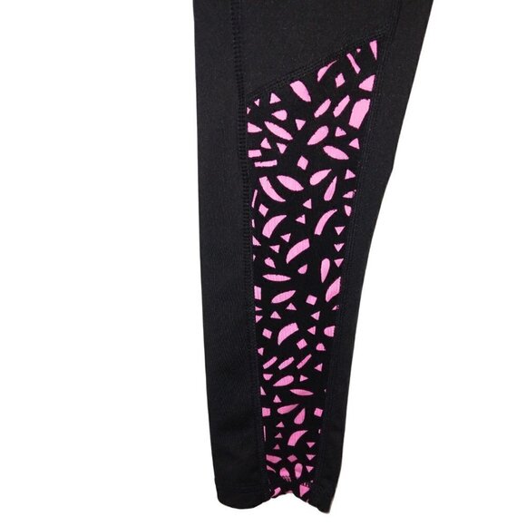 AEROPOSTALE HIGH RISE LEGGINGS BLACK & HOT PINK BLACK CUTOUT ACTIVE PANTS SIZE M - Picture 3 of 5